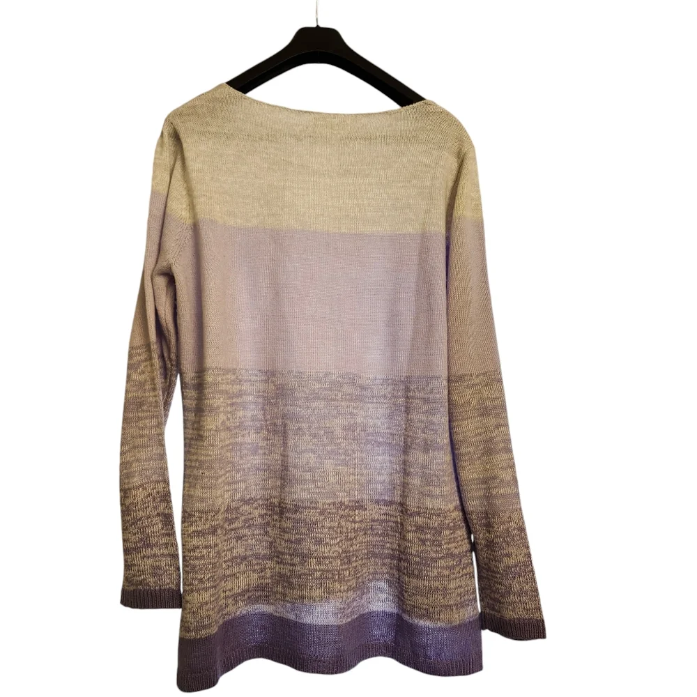DRESS BARN WOMEN'S LILAC AND GRAY STRIPED SOFT SWEATER SIZE XL